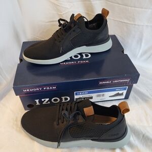 IZOD Bannister Memory Foam Men's Lace Up Black Sneakers, Size 9, NIB